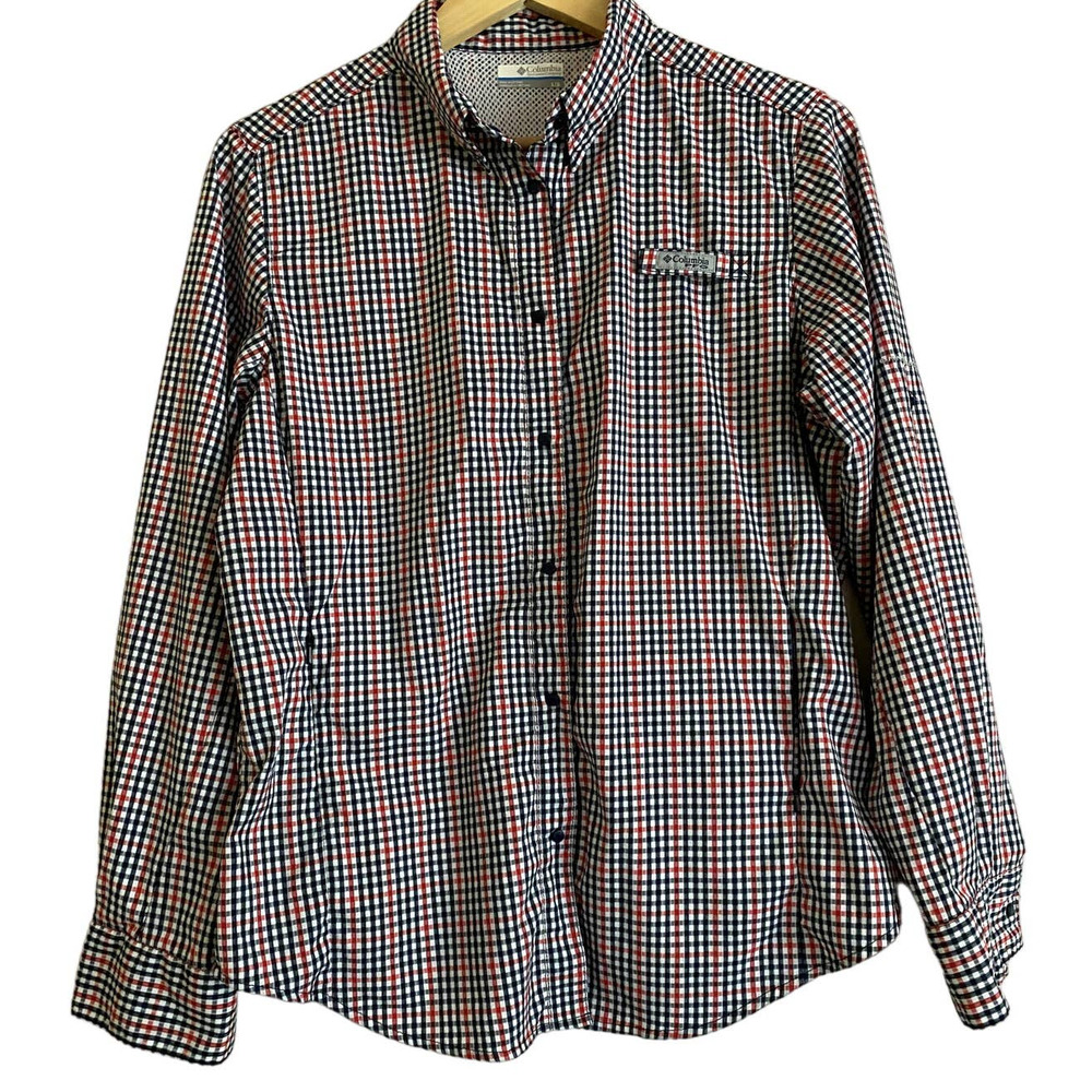 Columbia PFG Omni-Shield Button Down Tamiami Fishing‎ Shirt-Size Large Women-EUC